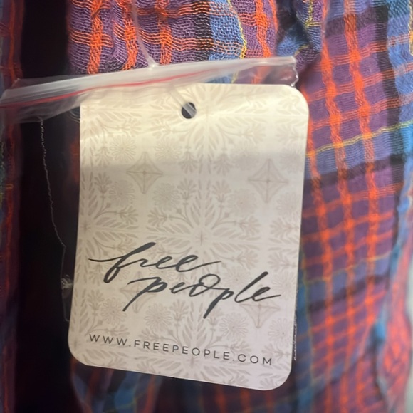 Free people Cardiff plaid oversized button down shirt NWT - Picture 5 of 7